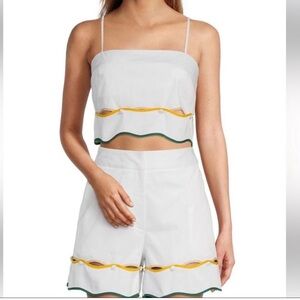 Antonio Melani White Scalloped Top & Shorts Set